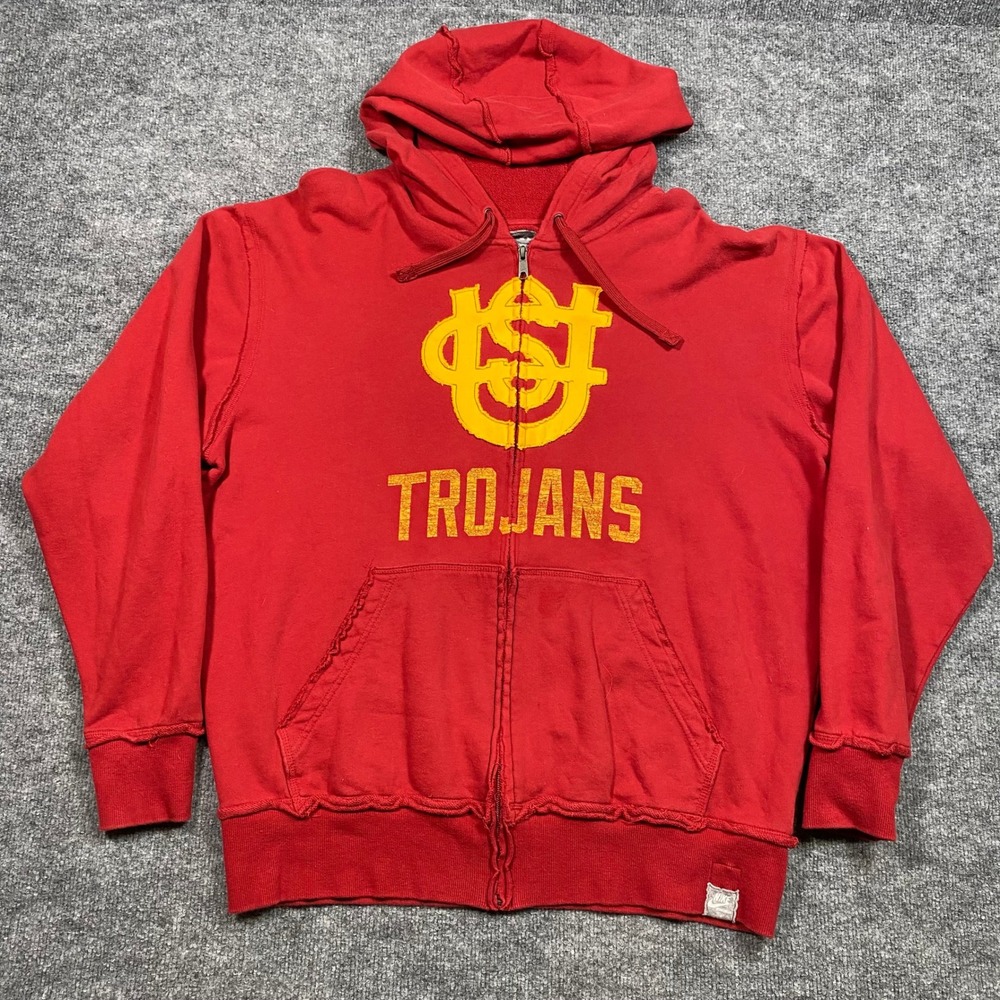 Nike Sportswear USC Trojans‎ Mens XL Red Full Zip Hoodie Distressed FA10BID